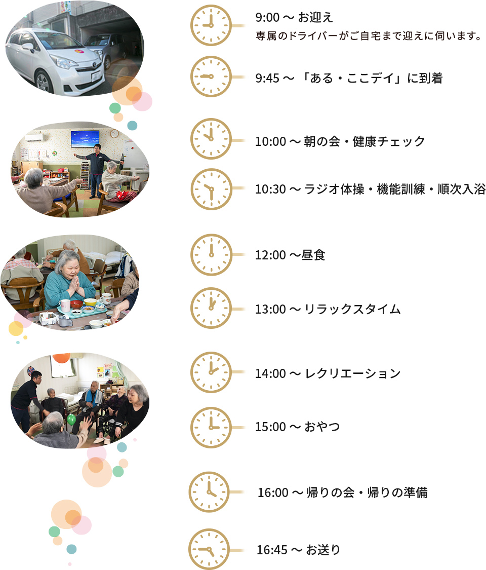 デイサービス「ある・ここデイ」の1日の流れ